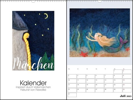 Collage aus 2 Bildern des Kalenders Märchenkalender von Filzwollke 