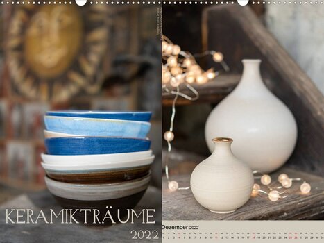 Collage aus 2 Bildern des Kalenders Keramikträume von Silvia Trüssel