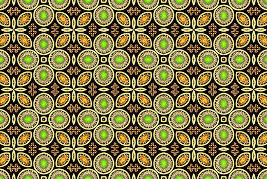Geometrisches Muster in gelb, braun, grün und schwarz