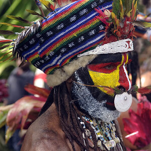 Hochlandkrieger auf dem Mount Hagen Festival