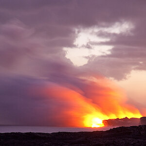 Ocean Entry Kilauea vom offiziellen View Point aus gesehen