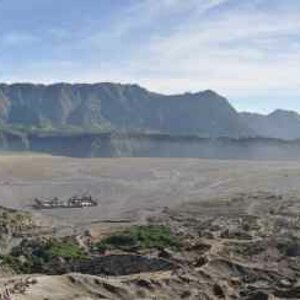 Panoramafoto vom Tal des Mount Bromo / Java