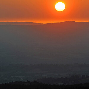 Auf den Hügeln des Chianti - unmittelbar vor Sonnenuntergang Richtung San Gimignano fotografiert