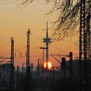 Stadt Essen beim Sonnenaufgang