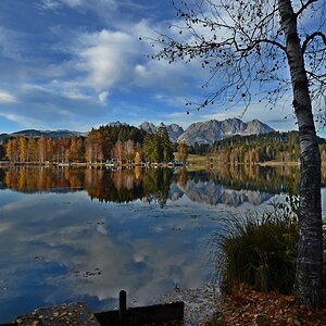 Schwarzsee bei Kitzbühel - Blick auf den Wilden Kaiser (bei Föhn) - stark bearbeitet