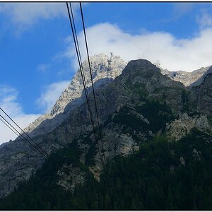 Blick auf die Gipfelstation der Zugspitze, der Tiroler Zugspitzbahn.