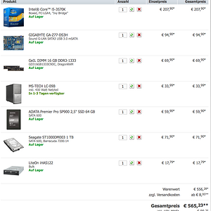 PC unter 600
Stand 30.9.2012
