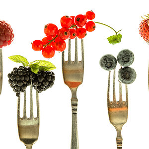 Frische Beeren auf einer Gabel