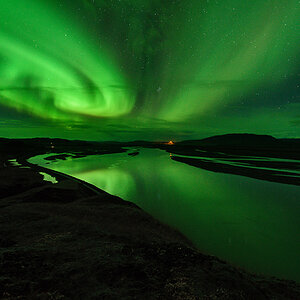 Þjórsá Polarlicht Aurora  Borealis Island 2015