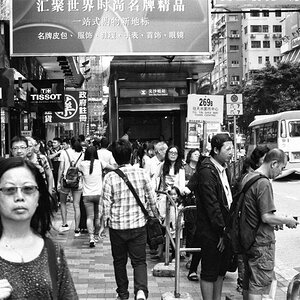 Kowloon im November 2015. Nikon F3 mit AIS 1.2/50mm ohne Filter. Ilford Delta 400.