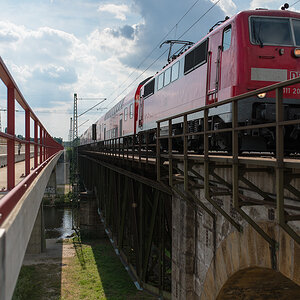 Zugüberfahrt Regnitzbrücke bei Fürth