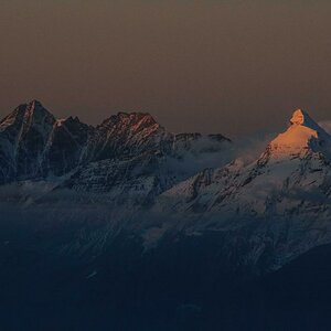 Großglockner und Wiesbachhorn im ersten Morgenlicht