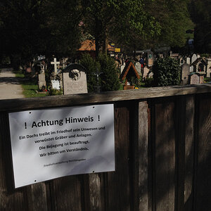 2016 04 29  15h56   Friedhof Berchtesgaden Schild Dachs  01