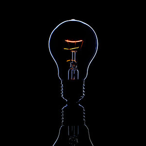 Glühbirne (Echtes Foto, keine Photoshop-Kunst)
Zutaten: ein wenig Wechselstrom (Vorsicht!), etwas mehr Licht und viel Schwarz.