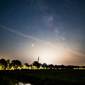 Jupiter Saturn Milchstraße und Perseiden
