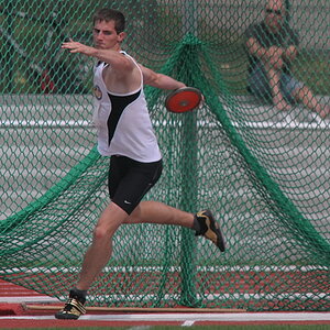 Thorpe-Cup in Marburg,
Simon Hechler beim Diskuswurf,
09.08.2009
