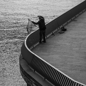 Angler im Hamburger Hafen