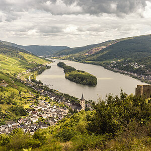 Blick auf Lorch am Rhein und das Lorcher Werth