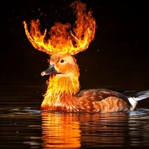 Eine flammende Ente mit Geweih. 7356.jpg