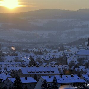 Stadt Köflach kurz vor Sonnenuntergang