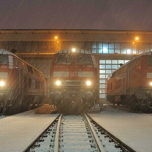 BR 218 im Schnee komprimiert