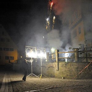 31. Dezember 2008, Mitternacht: Das Landestheater Dinkelsbühl startet mit einem Brillantfeuerwerk ins Jahr 2009, der Spitalhof wird festlich illuminie