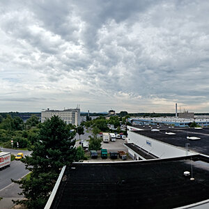 Gewerbegebiet Moerfelden, Panorama aus 5 Einzelbildern im Querformat mit 8mm
