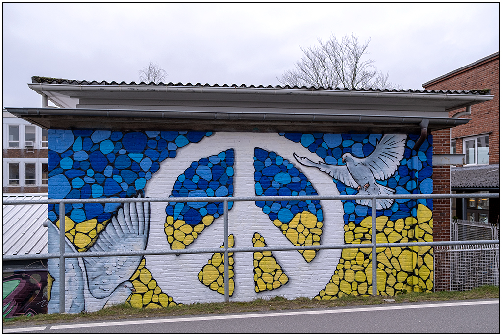 055 Kiel Veloroute Graffiti Ukraine Friedenstauben