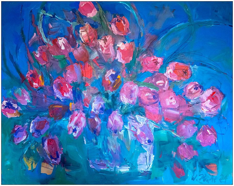 185 Wiebke Kühl: Rote Tulpen; 2021 (120 x 150 cm)