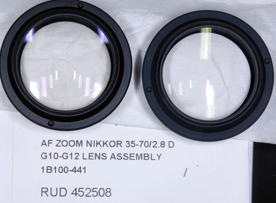 Alter (getrübter) und neuer Linsensatz G10-G12
eines AF 35-70/2.8 D Nikkors