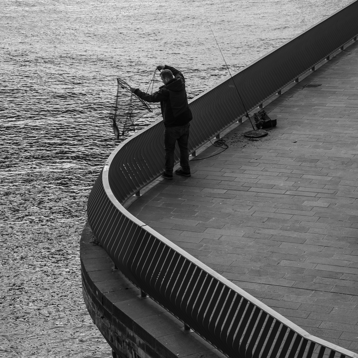 Angler im Hamburger Hafen