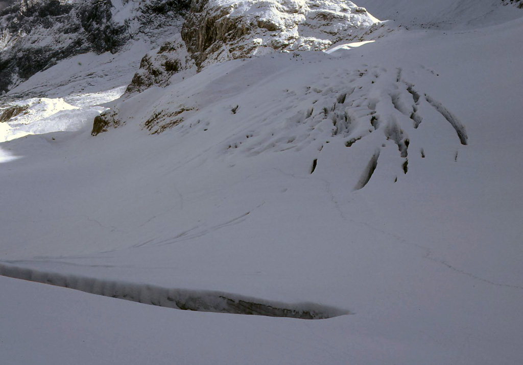 Aufstiegsroute über dem Gletscher
