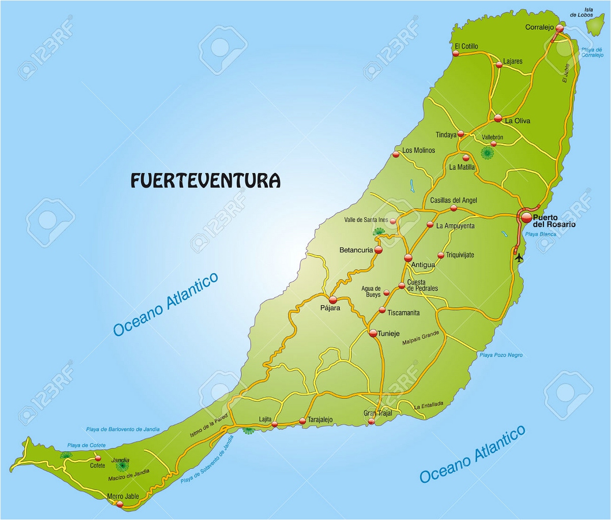 comp 25020256 Karte von Fuerteventura mit Autobahnen Lizenzfreie Bilder