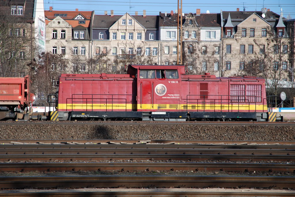 Durch die Gleisbaustelle zwischen Fürth und Nürnberg gab es am 24.01.2009 auch für die V 150.12 der EBW was zu tun.