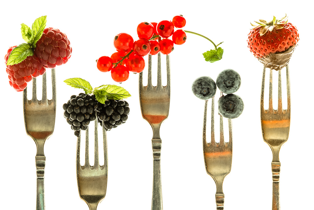 Frische Beeren auf einer Gabel