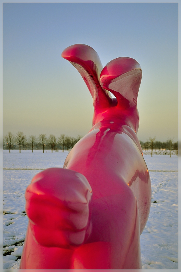 Hasen in Ostfildern im Abendlicht - Kunst? ;)