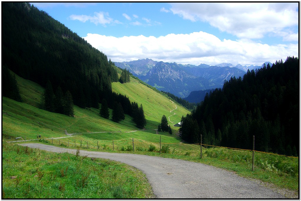 Immer weiter dem Weg folgen und die Aussicht geniessen!
P.S. An der Alpe wird allerdings Rast gemacht! ;-)