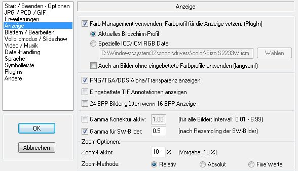 Irfanview Farbmanagement Option