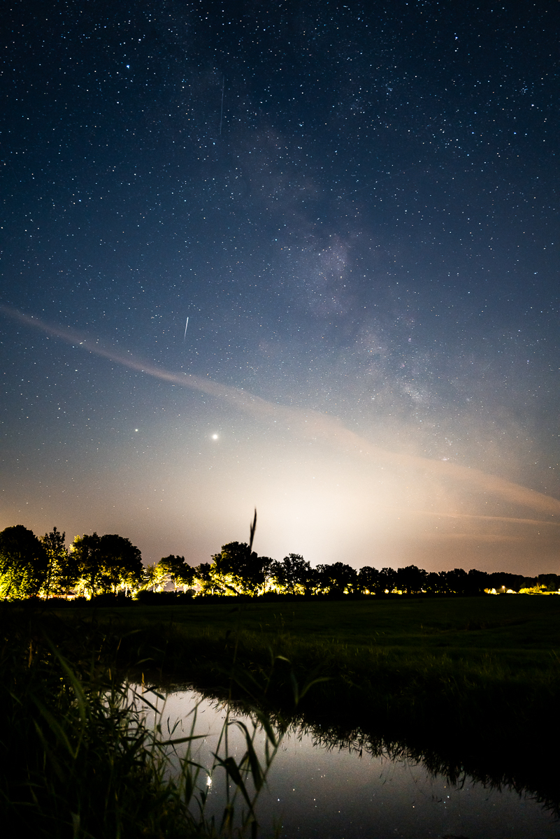 Jupiter Saturn Milchstraße und Perseiden