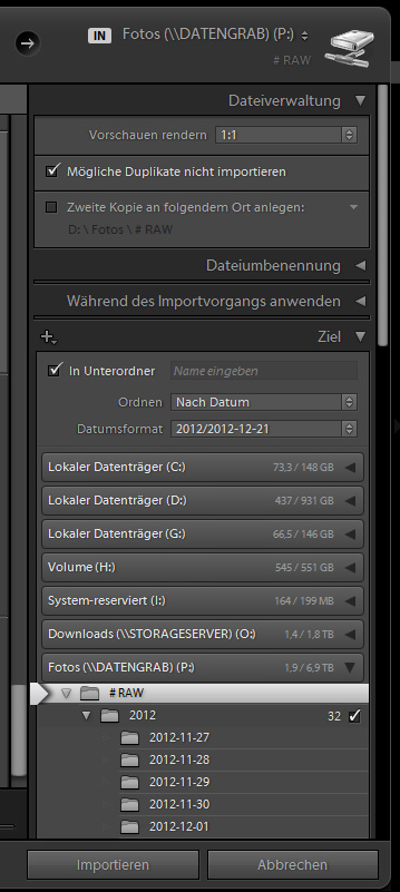 Lightroom import