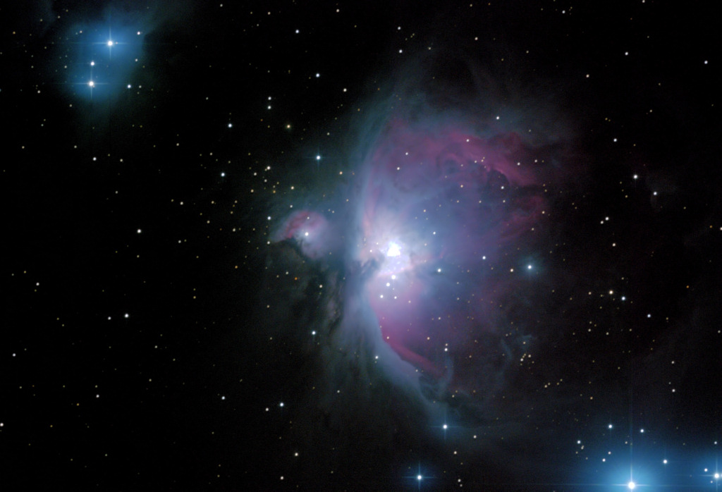 M 42  vom 08.02.2011, aufgenommen 86 Bilder zu je 30 Sekunden = 43 Minuten Gesamtbelichtung mit 20,3 cm Newton bei f/5 und einer Nikon D40X bei ISO 40