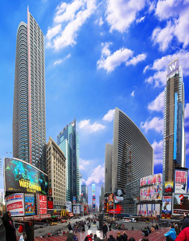 NYC Time Square Panorama aus 20 Bildern