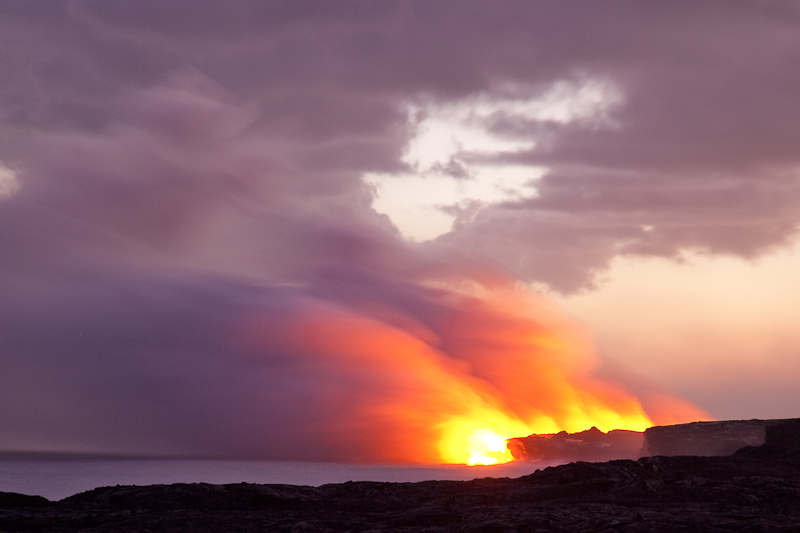Ocean Entry Kilauea vom offiziellen View Point aus gesehen