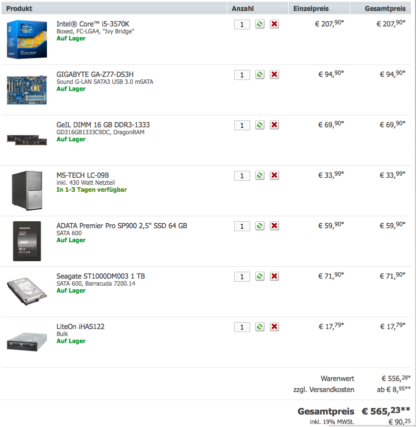 PC unter 600
Stand 30.9.2012