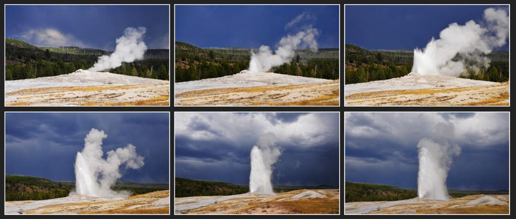 Phasen des Old Faithful im Yellowstone NP