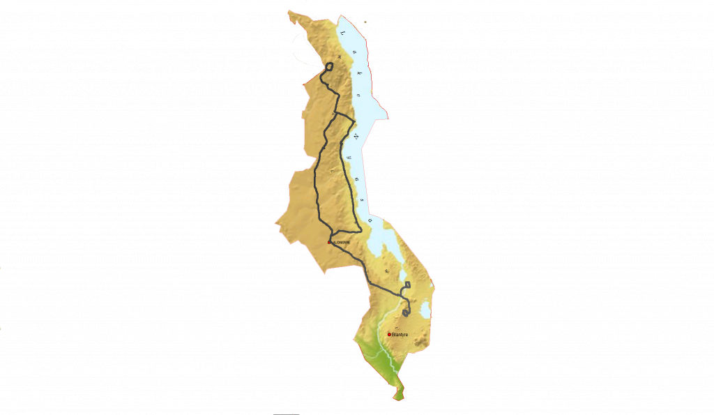 s100 Malawi Reiseroute