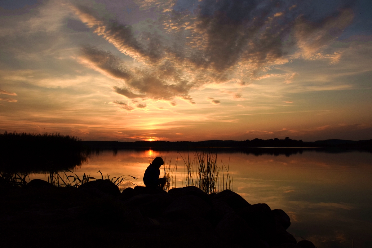 Sonnenuntergang mit Arthur