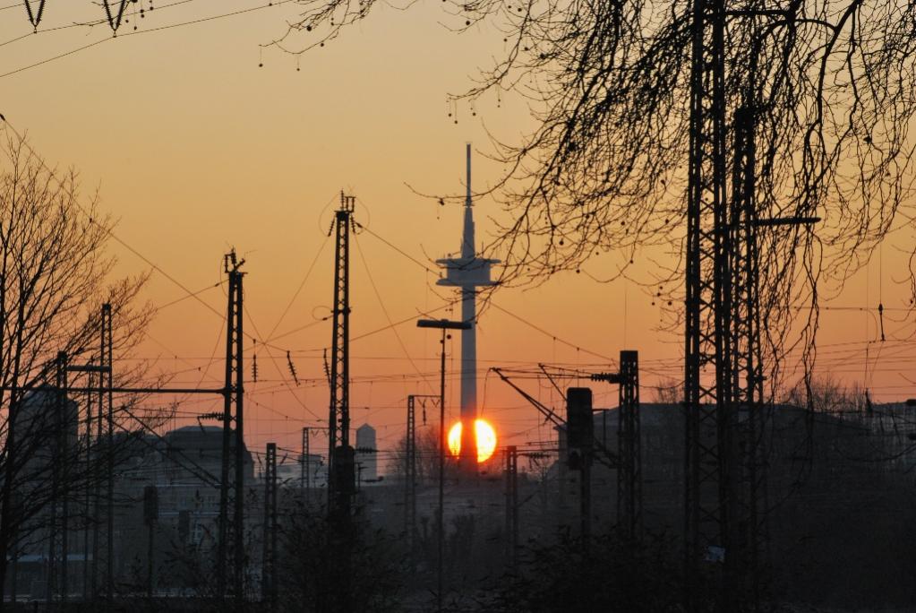 Stadt Essen beim Sonnenaufgang