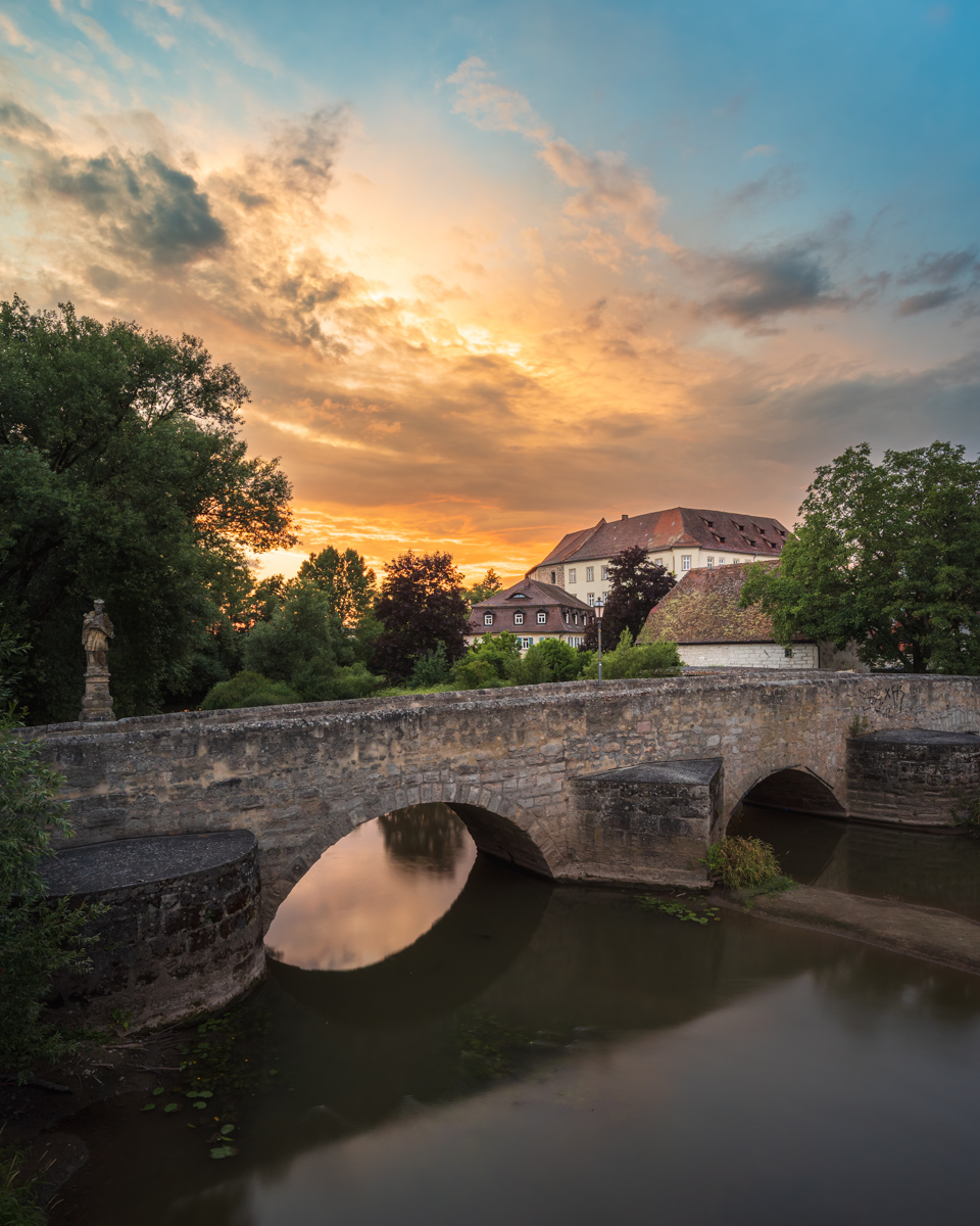 Sunset Behind the Bridge and Castle