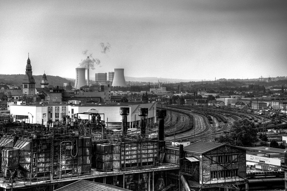 Völklingen, Bahnhof und Kohlekraftwerk